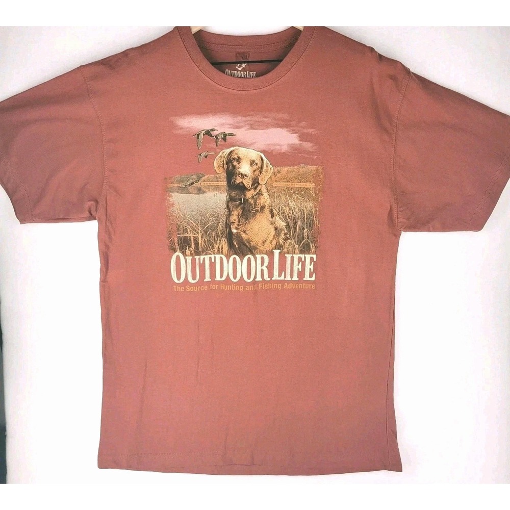 NWT Outdoor Life Graphic T Shirt Mens XL Rust Cotton Hunting Dog